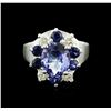 Image 1 : 14KT White Gold 2.52ct Tanzanite, Sapphire and Diamond Ring