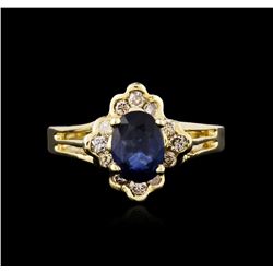 14KT Yellow Gold 0.90ct Sapphire and Diamond Ring