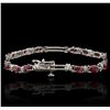 Image 2 : 14KT White Gold 3.82ctw Ruby and Diamond Bracelet