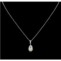 GIA Cert 0.91ctw Diamond Pendant With Chain - 14KT White Gold