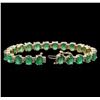 Image 3 : 16.63ctw Emerald and Diamond Bracelet - 14KT Yellow Gold