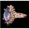 Image 2 : 14KT Rose Gold 3.06ct Tanzanite and Diamond Ring