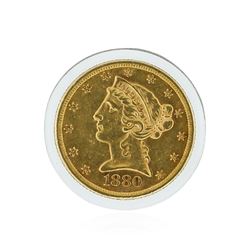 1880 $5 AU Liberty Head Half Eagle Gold Coin