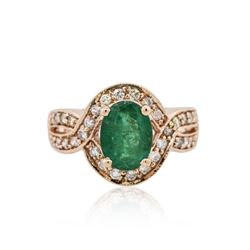 14KT Rose Gold 1.47ct Emerald and Diamond Ring