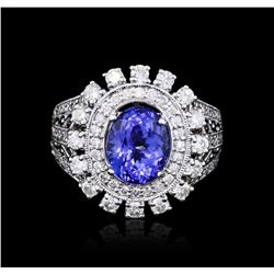 14KT White Gold 2.71ct Tanzanite and Diamond Ring