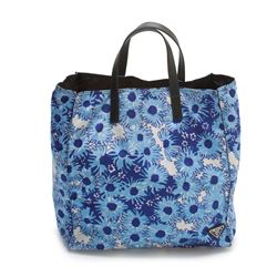 Prada Blue Floral Nylon Tote Bag