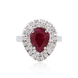 18KT White Gold GIA Certified 2.82ct Ruby and Diamond Ring