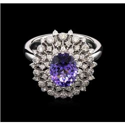 2.18ct Tanzanite and Diamond Ring - 14KT White Gold