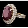 Image 2 : 14KT Yellow Gold 13.07ct Ruby and Diamond Ring