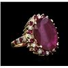 Image 2 : 14KT Yellow Gold 9.07ctw Ruby and Diamond Ring