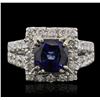 Image 1 : 14KT White Gold 3.08ct Sapphire and Diamond Ring
