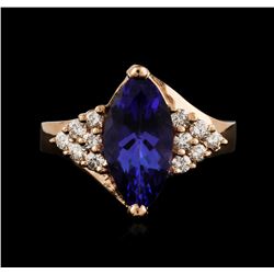 14KT Rose Gold 2.90ct Tanzanite and Diamond Ring