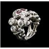 Image 3 : 0.78ctw Ruby and Diamond Skull Ring - 18KT White Gold