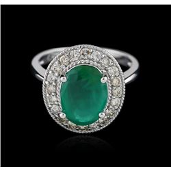 14KT White Gold 2.87ct Emerald and Diamond Ring