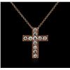 Image 1 : 14KT Rose Gold 0.26ctw Diamond Cross Pendant With Chain