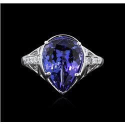 4.10ct Tanzanite and Diamond Ring - 14KT White Gold