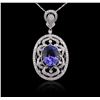Image 2 : 14KT White Gold 8.01ct Tanzanite and Diamond Pendant With Chain