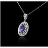 Image 3 : 14KT White Gold 8.01ct Tanzanite and Diamond Pendant With Chain
