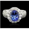 14KT White Gold 2.93ct Tanzanite and Diamond Ring
