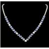 Image 1 : 14KT White Gold 11.52ctw Tanzanite and Diamond Necklace