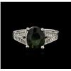 3.02ct Green Tourmaline and Diamond Ring - 14KT White Gold