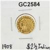 1908 $2 1/2 Indian Head Quarter Eagle Gold Coin