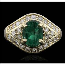 14KT Yellow Gold 2.01ct Emerald and Diamond Ring