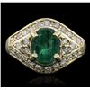 14KT Yellow Gold 2.01ct Emerald and Diamond Ring