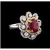 Image 2 : GIA Certified 4.04ct Ruby and Diamond Ring - 14KT Two-Tone Gold