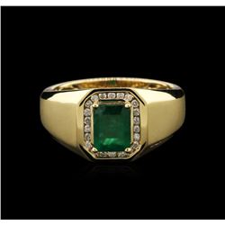 14KT Yellow Gold 1.69ct Emerald and Diamond Ring