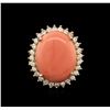 14KT Yellow Gold 13.63ct Pink Coral and Diamond Ring