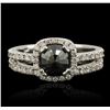 Image 1 : 14KT White Gold 1.23ctw Black Diamond Ring Wedding Set