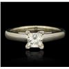 Image 1 : 14KT White Gold 0.70ctw Princess Cut Engagement Ring