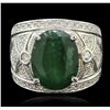 Image 1 : 14KT White Gold 6.63ct Emerald and Diamond Ring