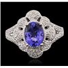 Image 1 : 14KT White Gold 1.44ct Tanzanite and Diamond Ring