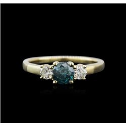 14KT Yellow Gold 0.85ctw Fancy Blue Diamond Ring