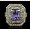 Image 1 : 14KT White Gold 3.23ct Tanzanite and Diamond Ring