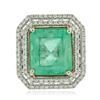 Image 1 : 14KT White Gold GIA Certified 11.28ct Emerald and Diamond Ring