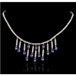 14KT White Gold 6.02ctw Tanzanite and Diamond Necklace