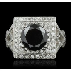 14KT White Gold 3.94ctw Black Diamond Ring