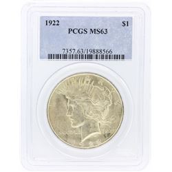 1922 PCGS MS63 Peace Silver Dollar