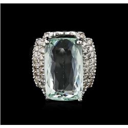 14KT White Gold 7.61ct Aquamarine and Diamond Ring