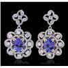 14KT White Gold 3.04ctw Tanzanite and Diamond Earrings