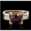 Image 1 : 14KT Two-Tone Gold 4.87ct Almandite and Diamond Ring