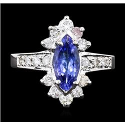 14KT White Gold 1.18ct Tanzanite and Diamond Ring