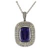 Image 1 : 14KT White Gold GIA Certified 16.65ct Tanzanite and Diamond Pendant With Chain