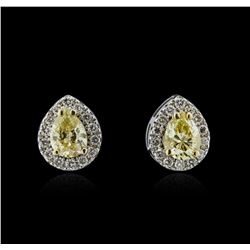 1.73ctw Fancy Yellow Diamond Earrings - 14KT White Gold