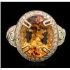 Image 1 : 14KT Yellow Gold 7.71ct Citrine Quartz and Diamond Ring