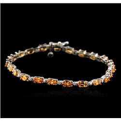 14KT White Gold 6.60ctw Spessartite and Diamond Bracelet