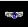 Image 1 : 1.45ct Tanzanite and Diamond Ring - Platinum